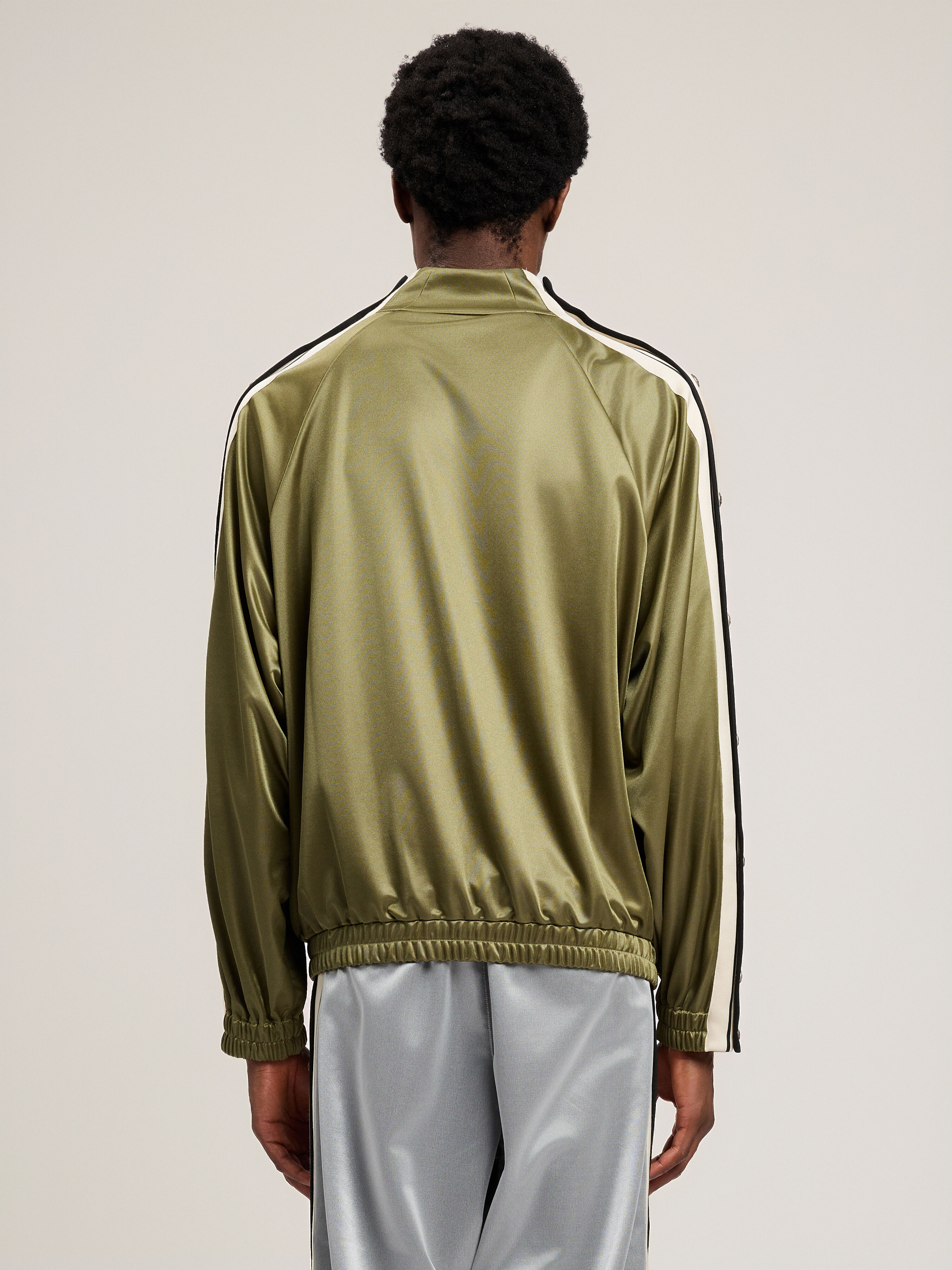 PALM ANGELS Curved Logo Boxe Track Jacket MILITARY GREEN BLACK PMBD08MS26FAB001