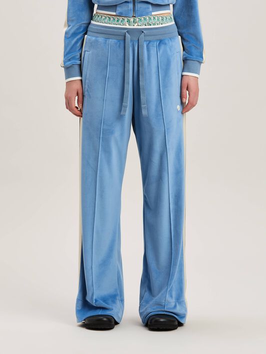 PALM ANGELS  Oval Palm Chenille Track Pants LIGHT BLUE - OFF WHITE PWCJ033S25FAB001