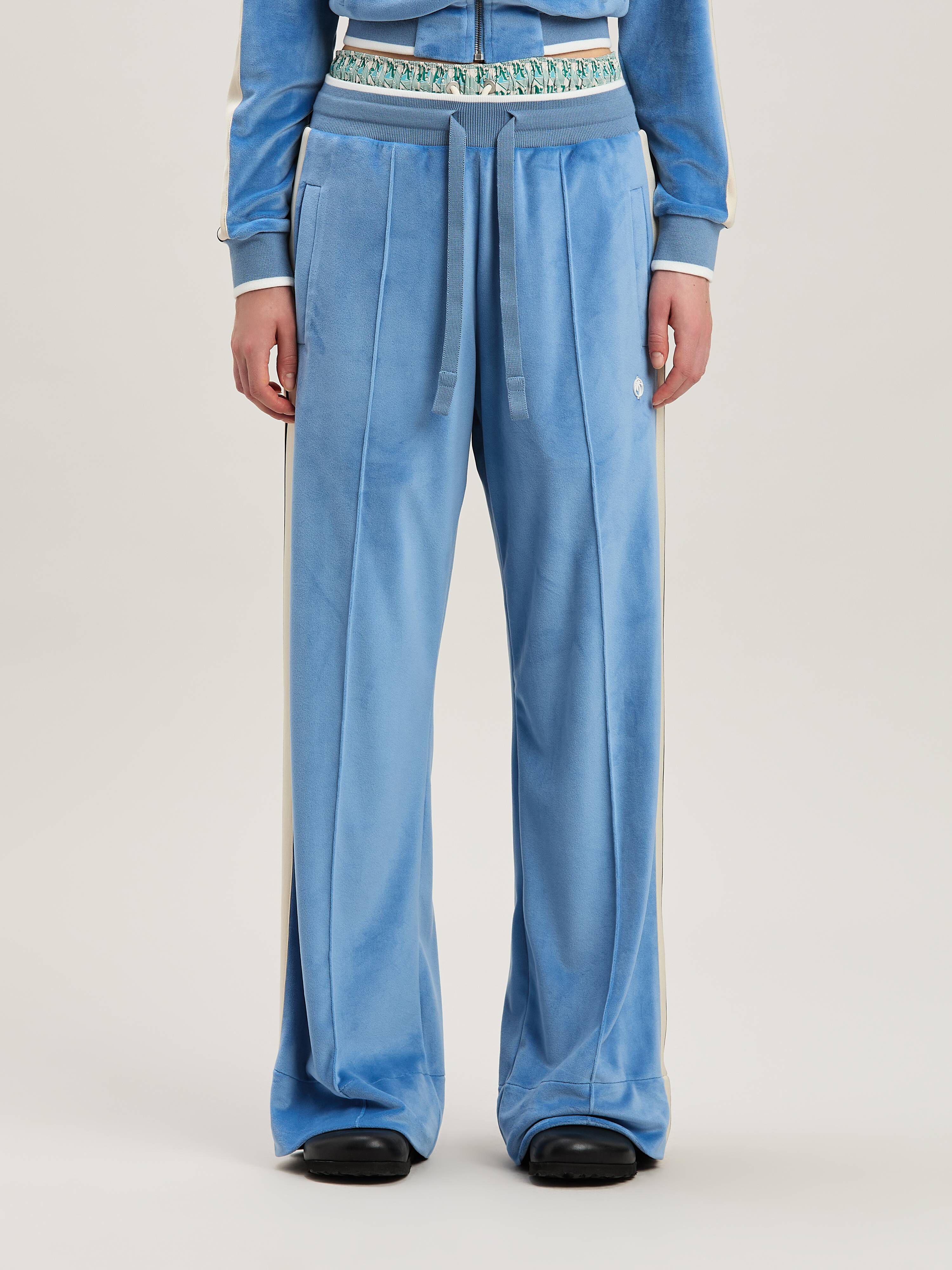 PALM ANGELS  Oval Palm Chenille Track Pants LIGHT BLUE - OFF WHITE PWCJ033S25FAB001