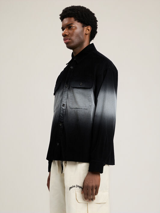 PALM ANGELS Classic Logo Loose Overshirt BLACK OFF WHITE PMES024S26FAB001