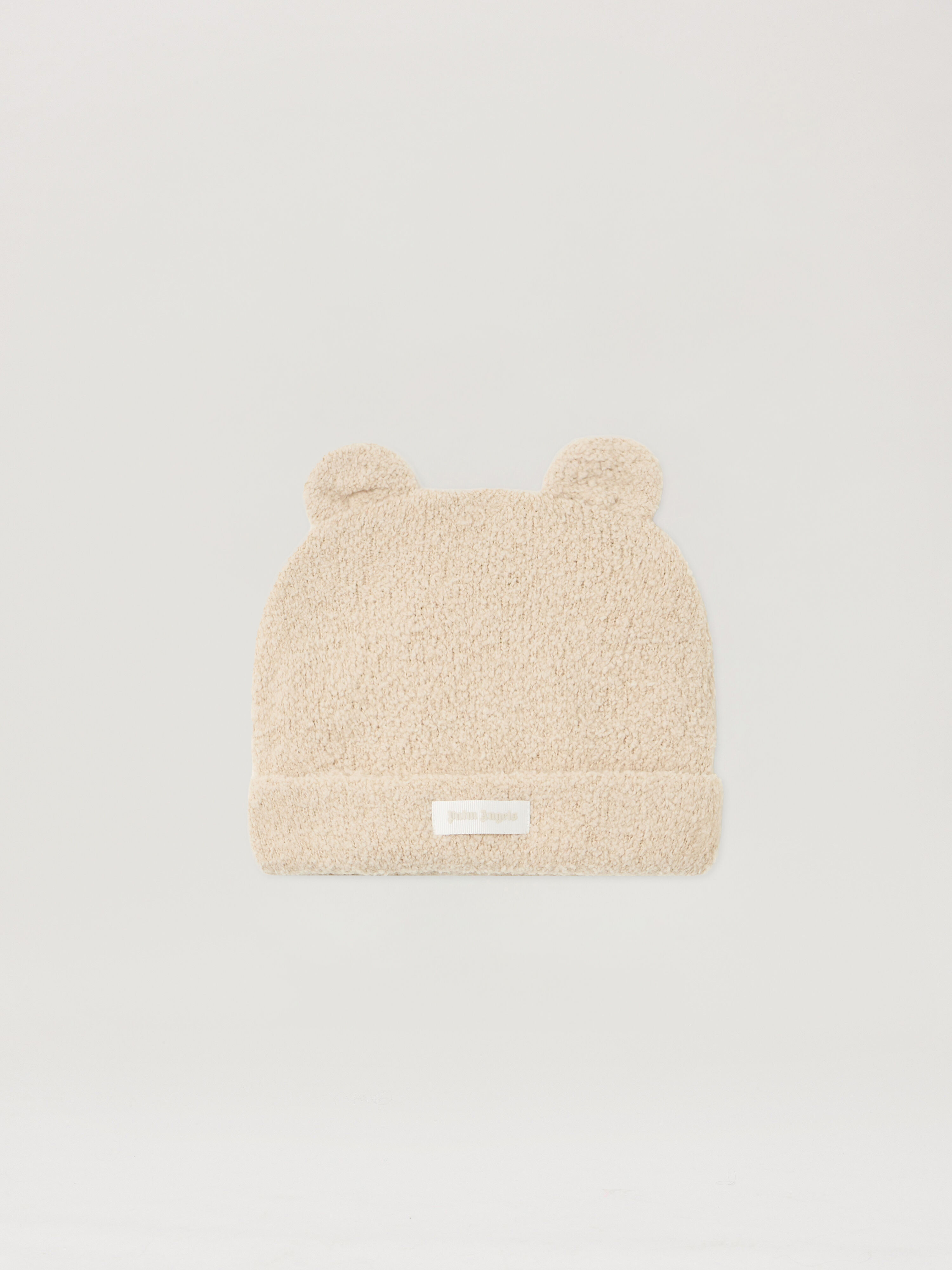 PALM ANGELS Logo Teddy Bear Knit Beanie ECRU - BROWN PBXY005F25KNI001