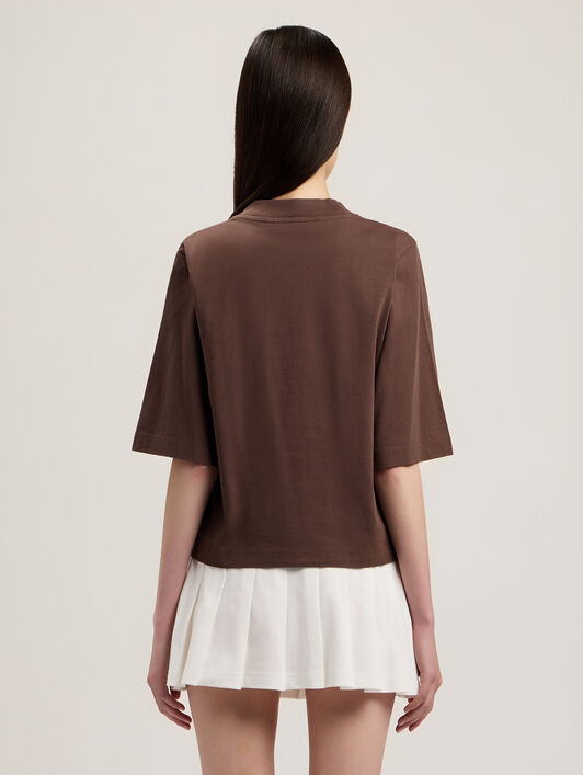 PALM ANGELS Curved Logo Boxy T-Shirt BLACK OFF WHITE PWAA079S26JER004