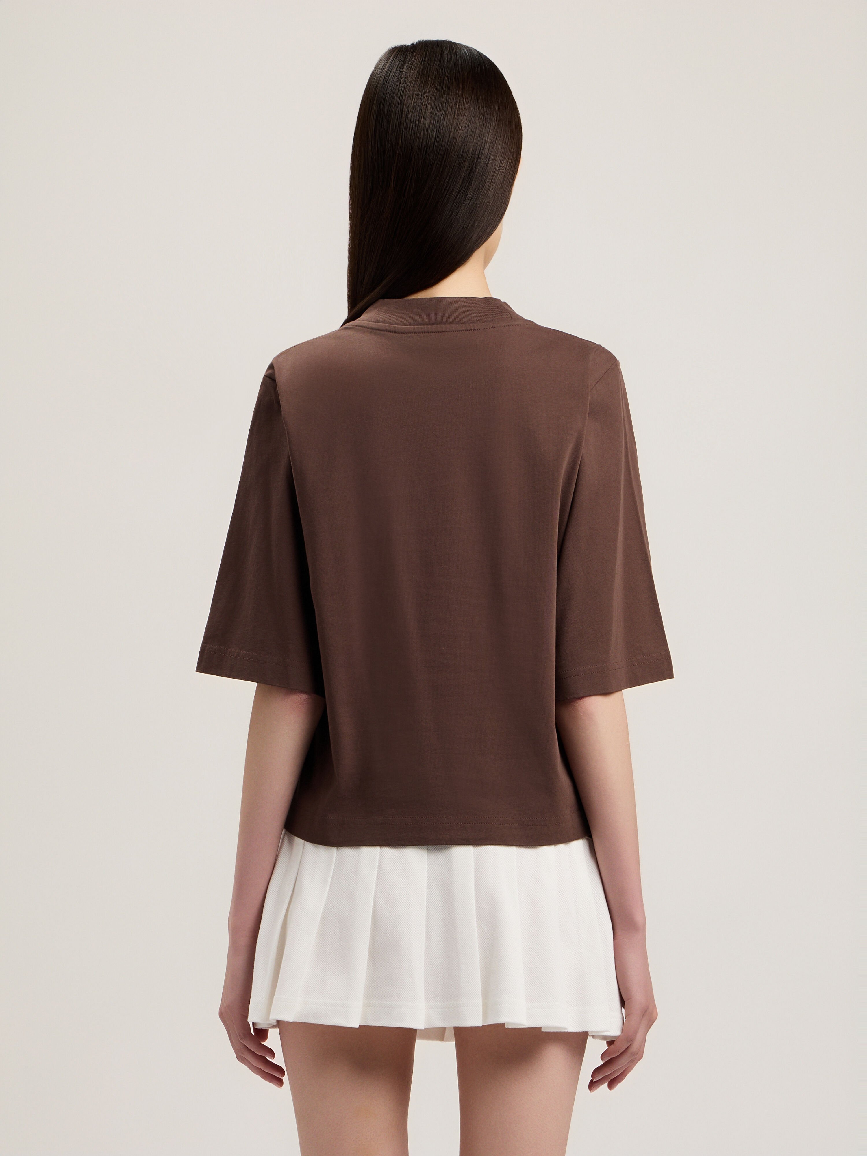 PALM ANGELS Curved Logo Boxy T-Shirt BLACK OFF WHITE PWAA079S26JER004