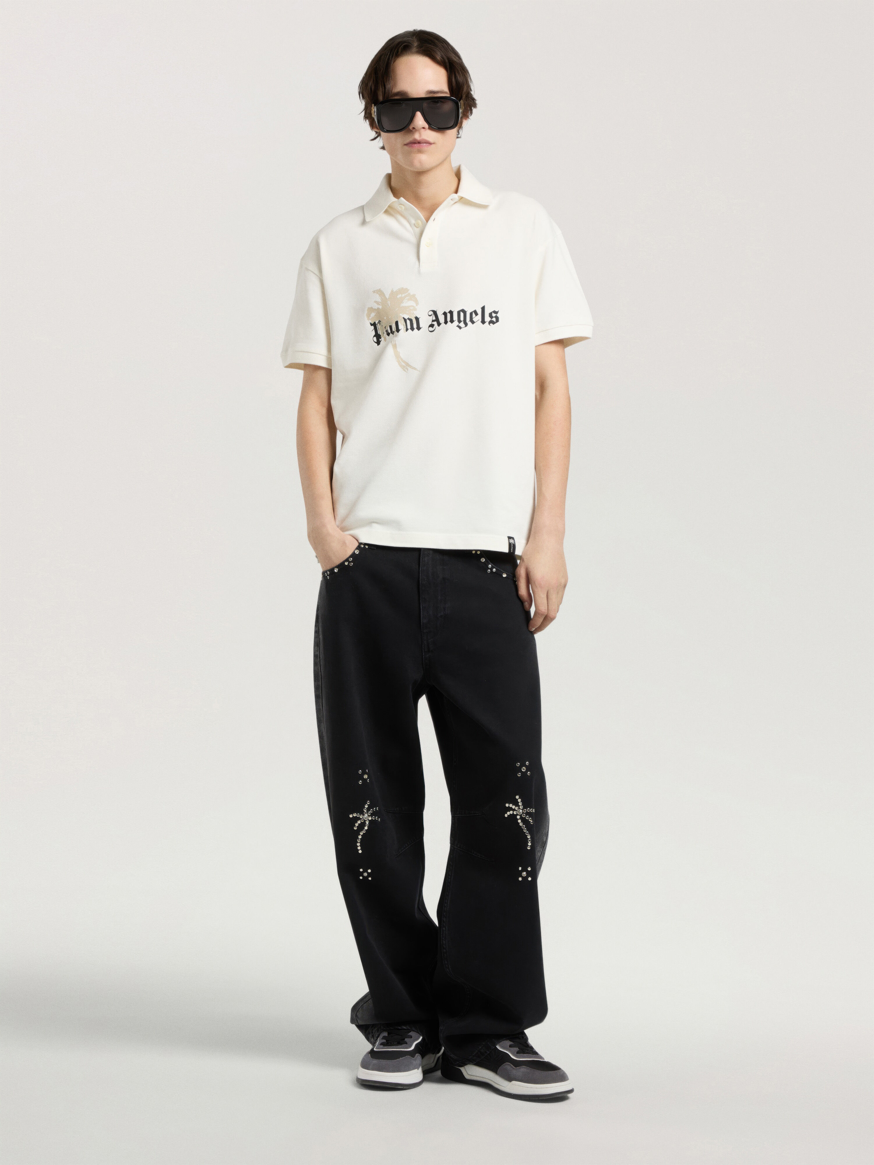 Palm Drift Polo S/S PALM ANGELS Palm Drift Polo S/S OFF WHITE - BLACK PAMGB02W26FB06