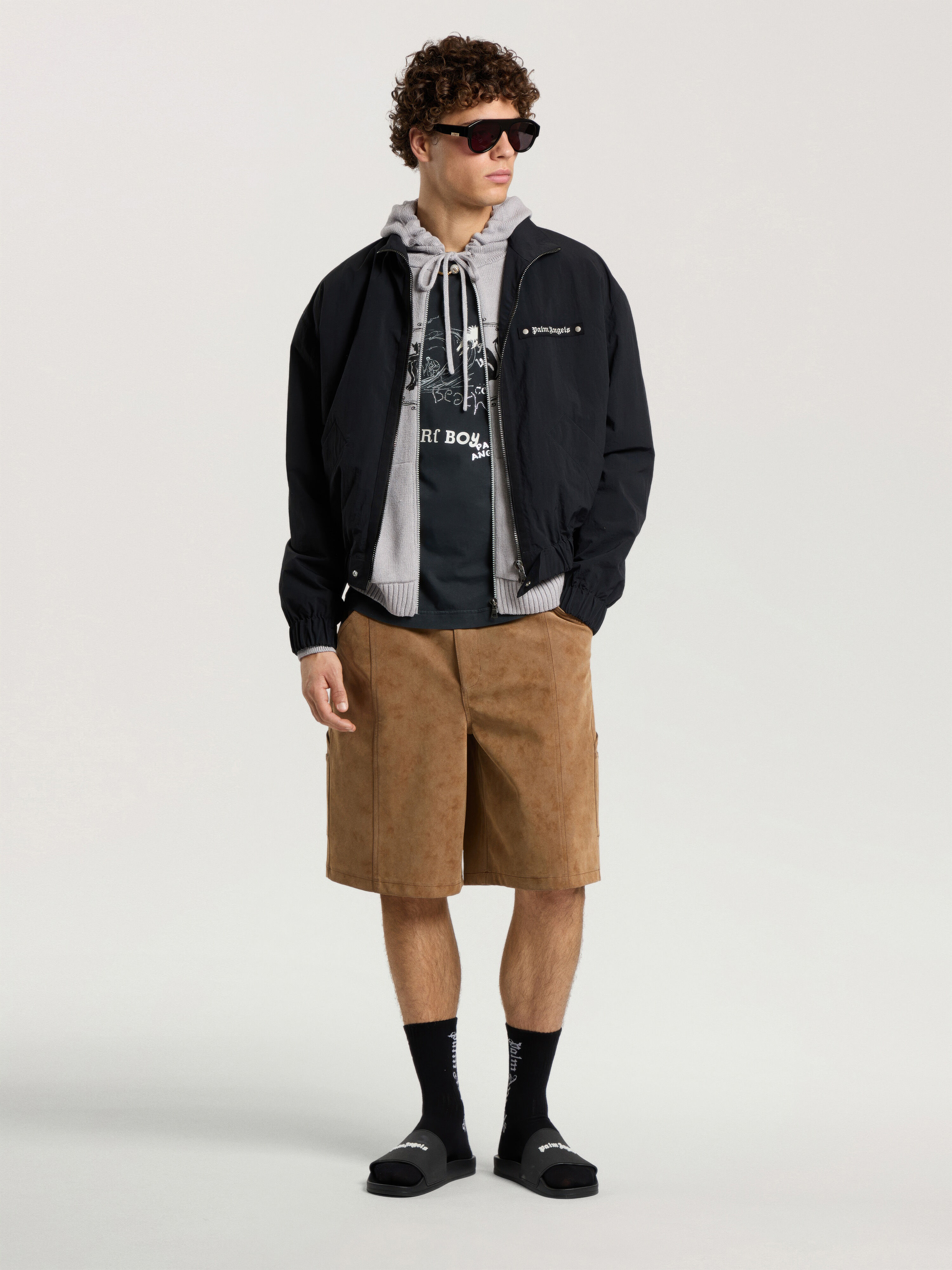 PALM ANGELS Surf Boy Regular T-Shirt ANTHRACITE - BLACK PAMAA01F26JR07