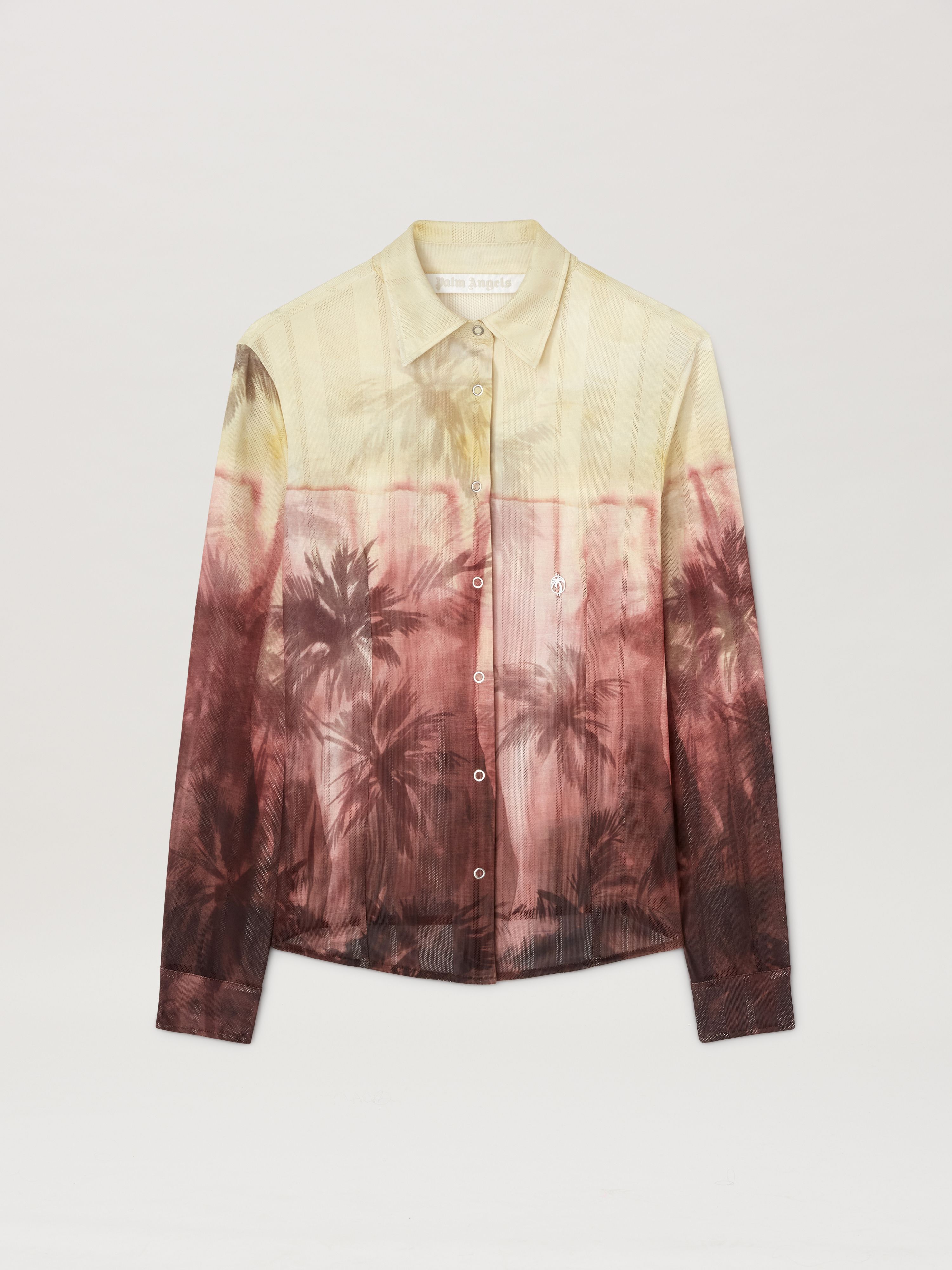 PALM ANGELS  Sunset palms shirt ORANGE - BLACK PWGE024S25FAB001
