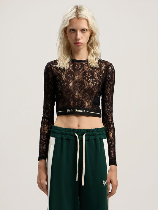 Classic Logo Lace Top PALM ANGELS Classic Logo Lace Top BLACK - BLACK PWAD07CF25FAB001