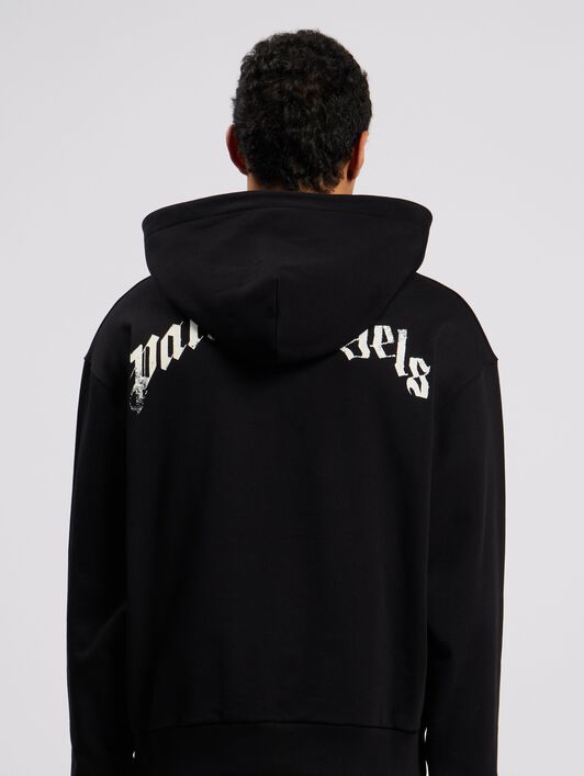 PALM ANGELS Spray Broken Bear Hoodie Black/White PMBB17DT26FLE002