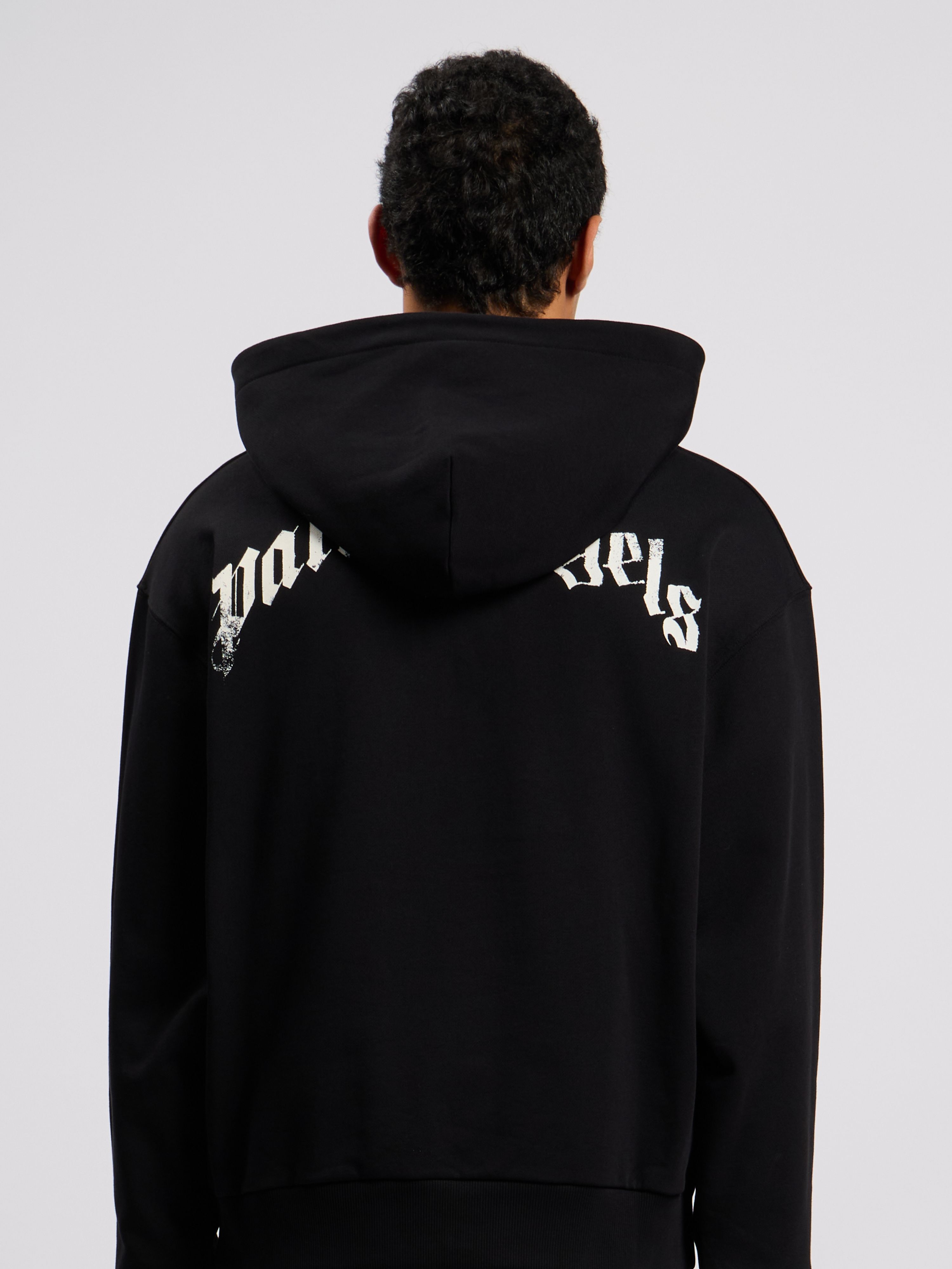 PALM ANGELS Spray Broken Bear Hoodie Black/White PMBB17DT26FLE002