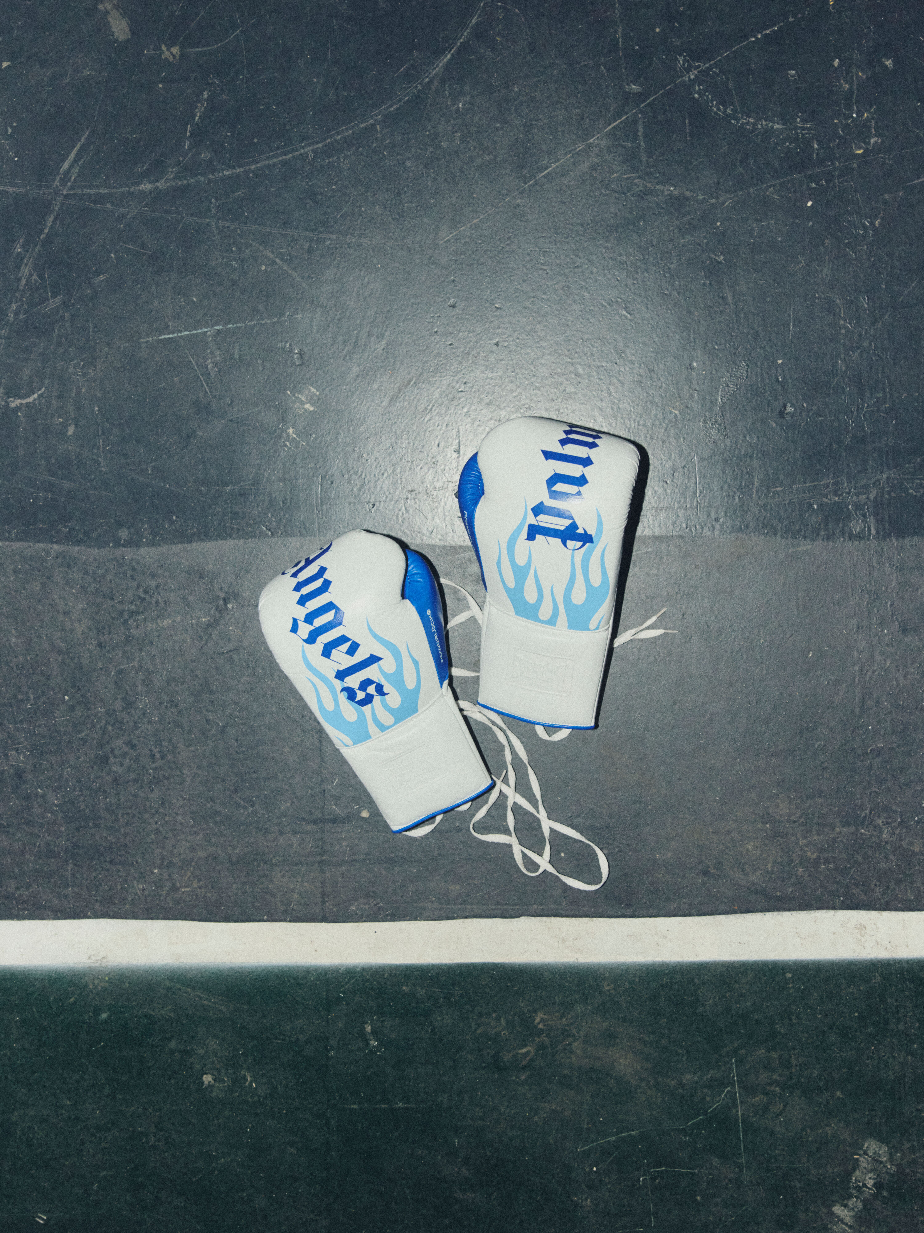 PALM ANGELS Pa X Everlast Gloves WHITE NAVY BLUE PMNE100T26LEA001