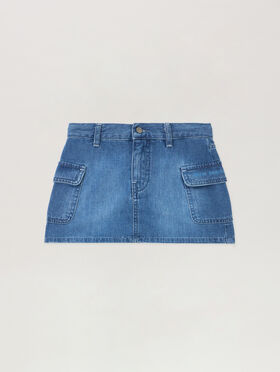 PALM ANGELS Cargo Mini Skirt Chambray CELESTE/LIGHT BLUE PGYF002S26DEN001