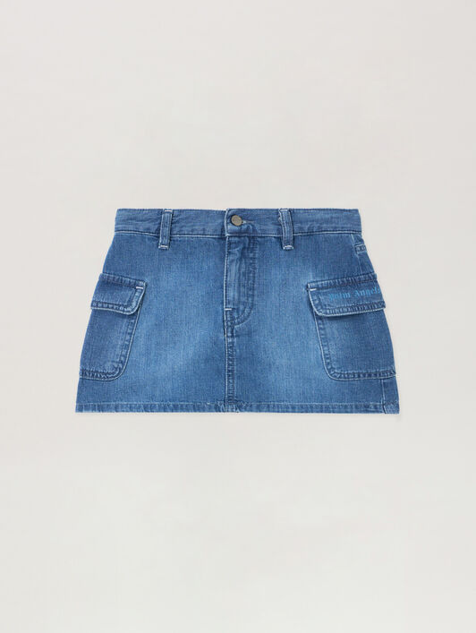 PALM ANGELS Cargo Mini Skirt Chambray CELESTE/LIGHT BLUE PGYF002S26DEN001