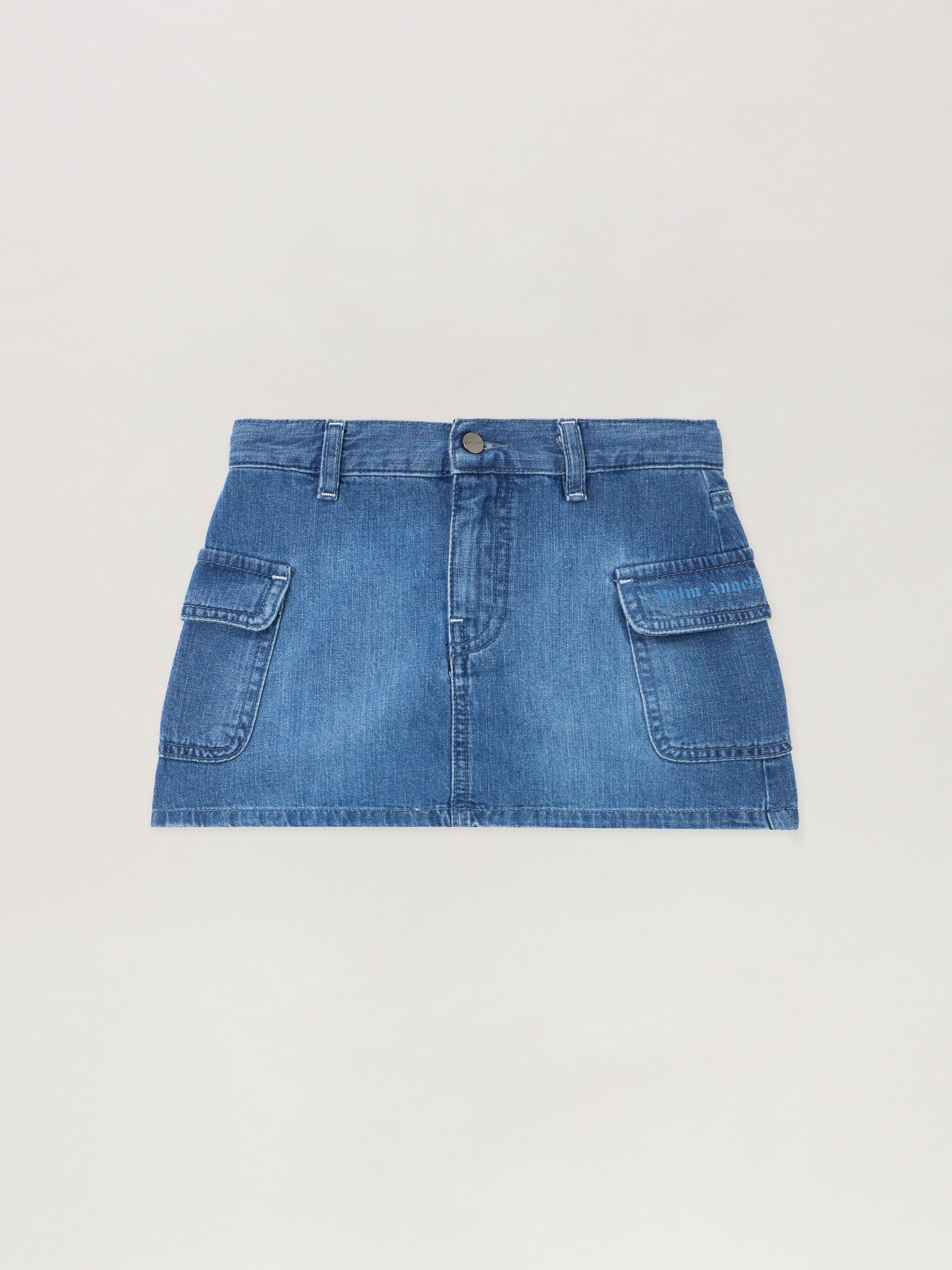 PALM ANGELS Cargo Mini Skirt Chambray CELESTE/LIGHT BLUE PGYF002S26DEN001