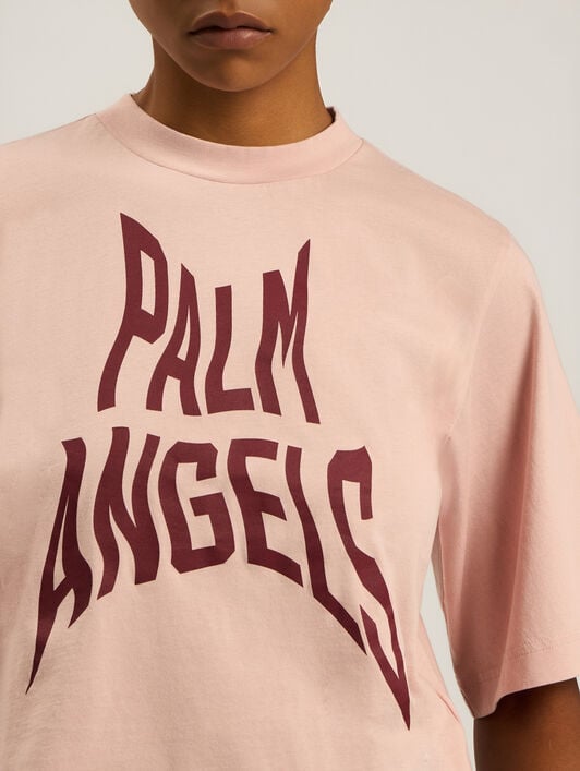 PALM ANGELS Palm Distorted Boxy T-Shirt ROSE PINK - BRICK RED PAWAA03F26JR07