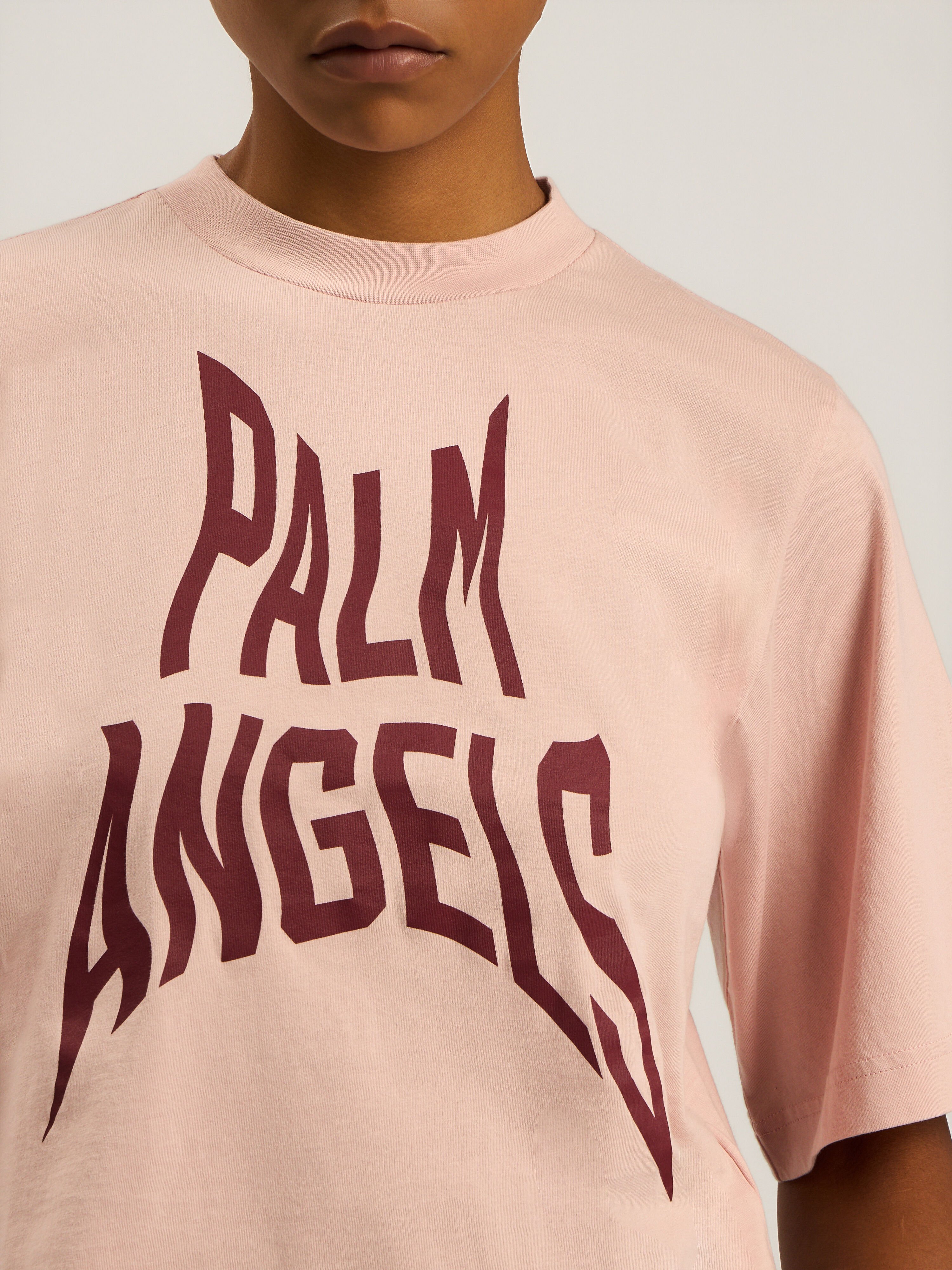 PALM ANGELS Palm Distorted Boxy T-Shirt ROSE PINK - BRICK RED PAWAA03F26JR07