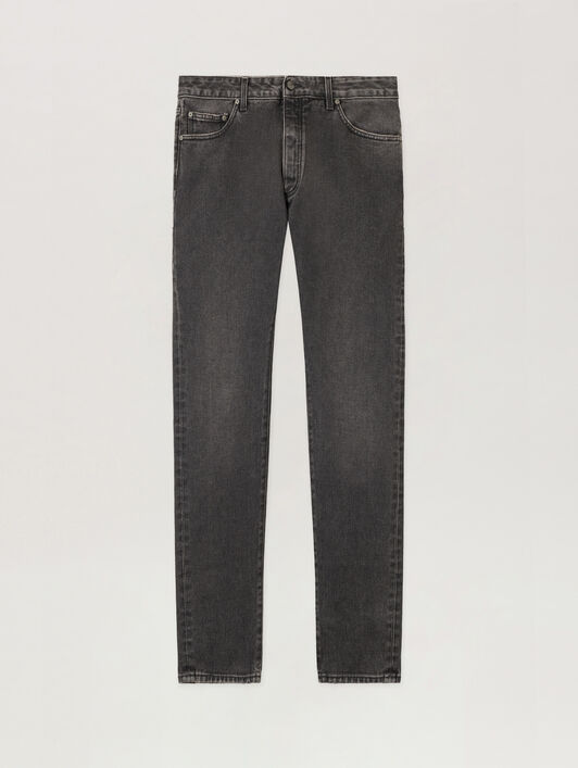 PALM ANGELS Curved Logo Denim Jeans BLACK WHITE PMYA012C99DEN001