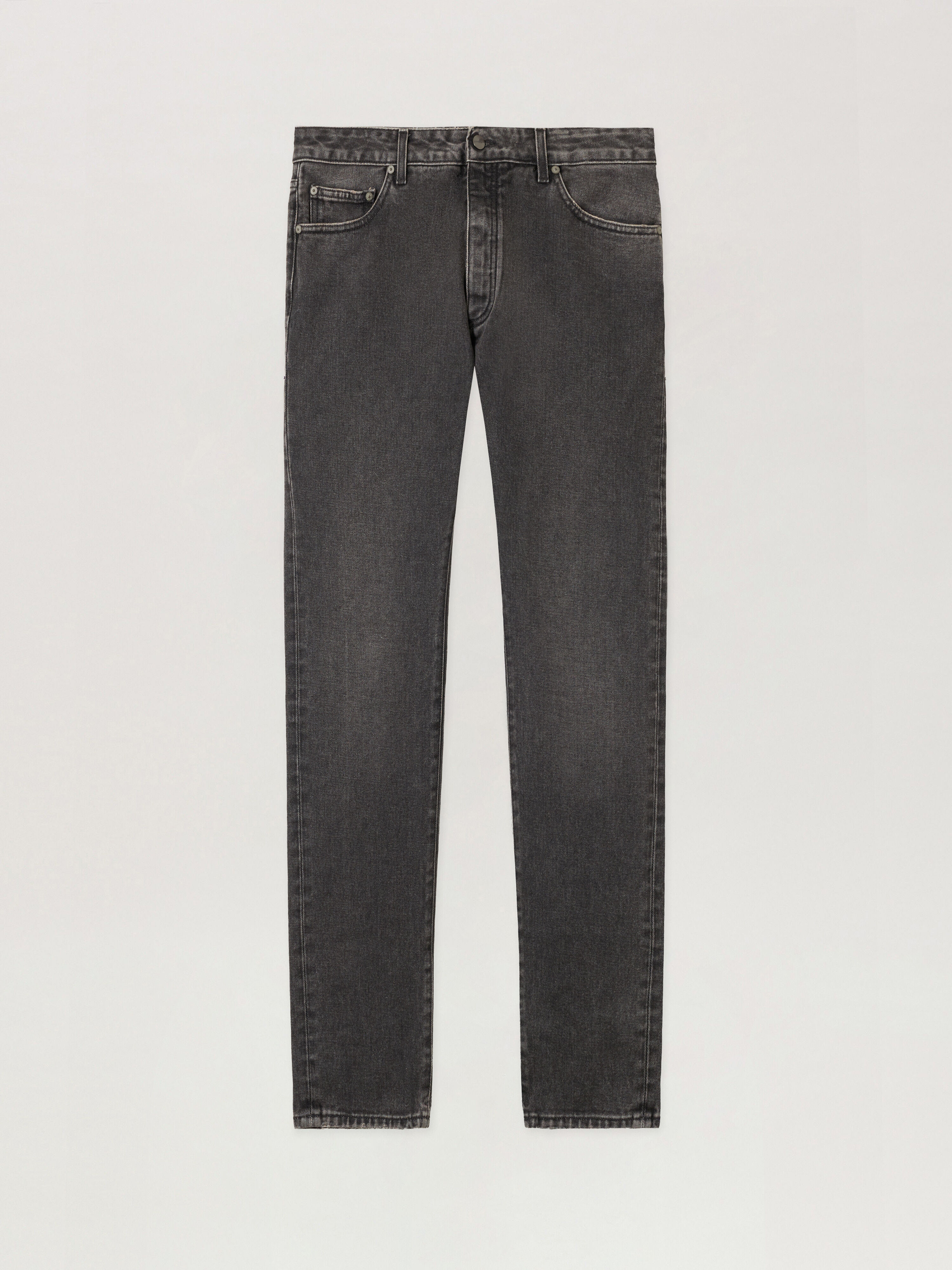 PALM ANGELS Curved Logo Denim Jeans BLACK WHITE PMYA012C99DEN001