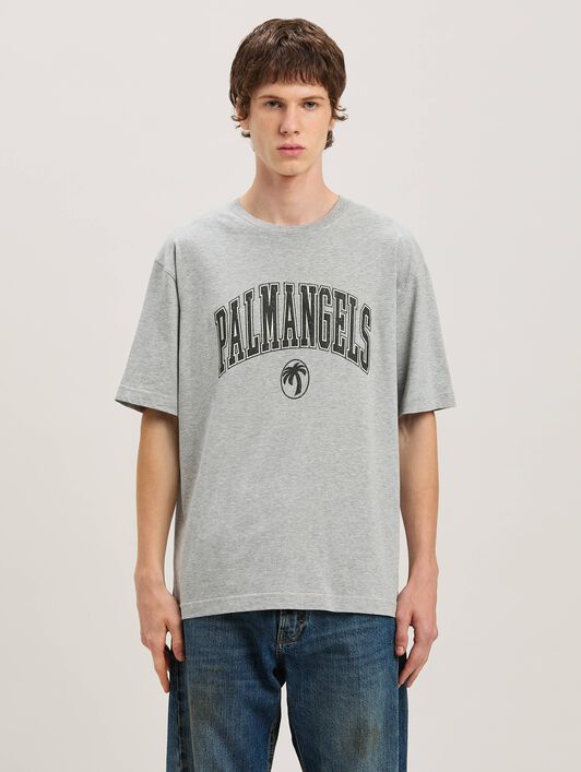 PALM ANGELS  College Logo T-Shirt GREY MELANGE - BLACK PMAA089S25JER001