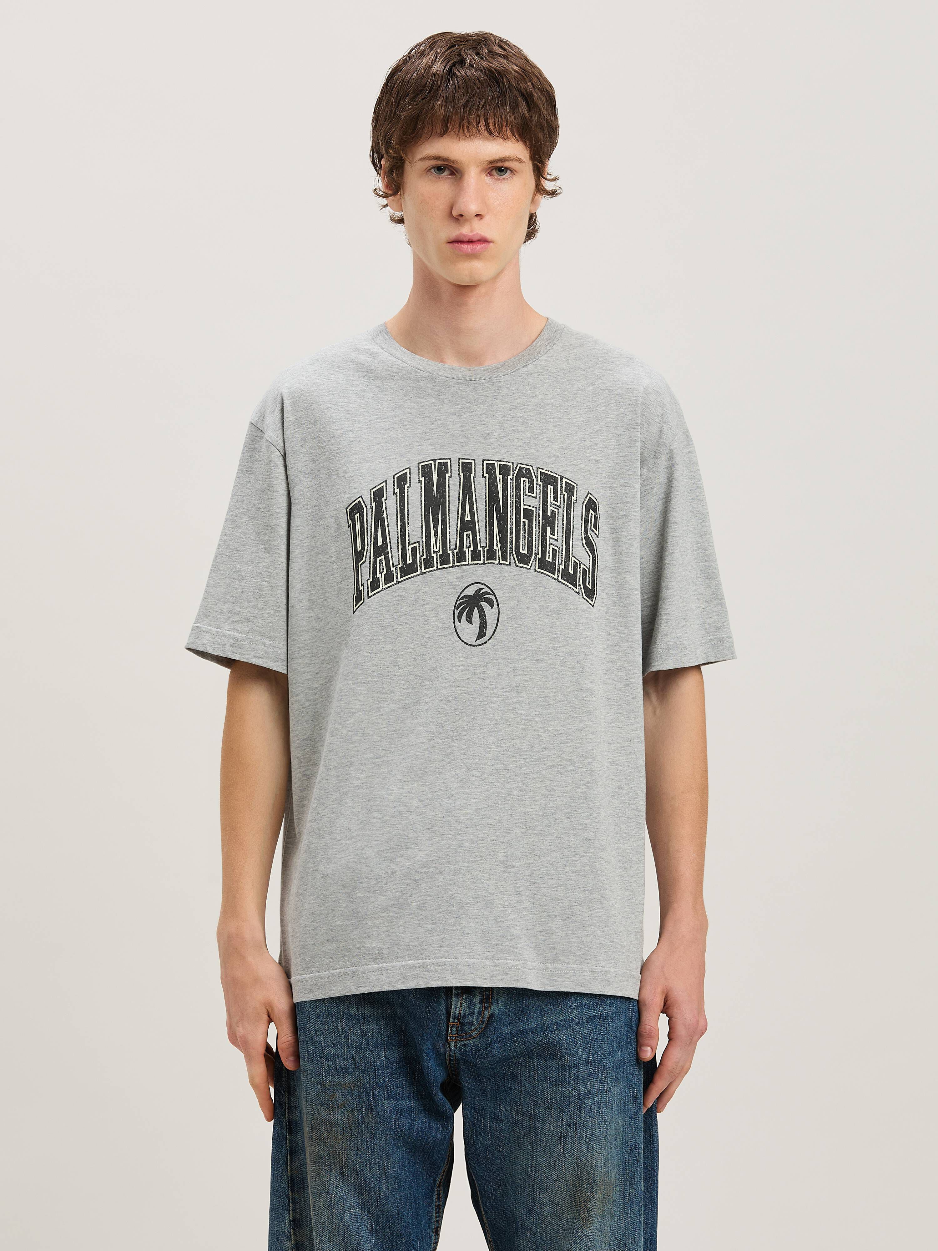 PALM ANGELS  College Logo T-Shirt GREY MELANGE - BLACK PMAA089S25JER001