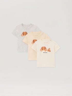 PALM ANGELS Bear Tripack T-Shirt SABBIA - OFF WHITE - GRIGIO MELANGE PB2X01AS26JER001