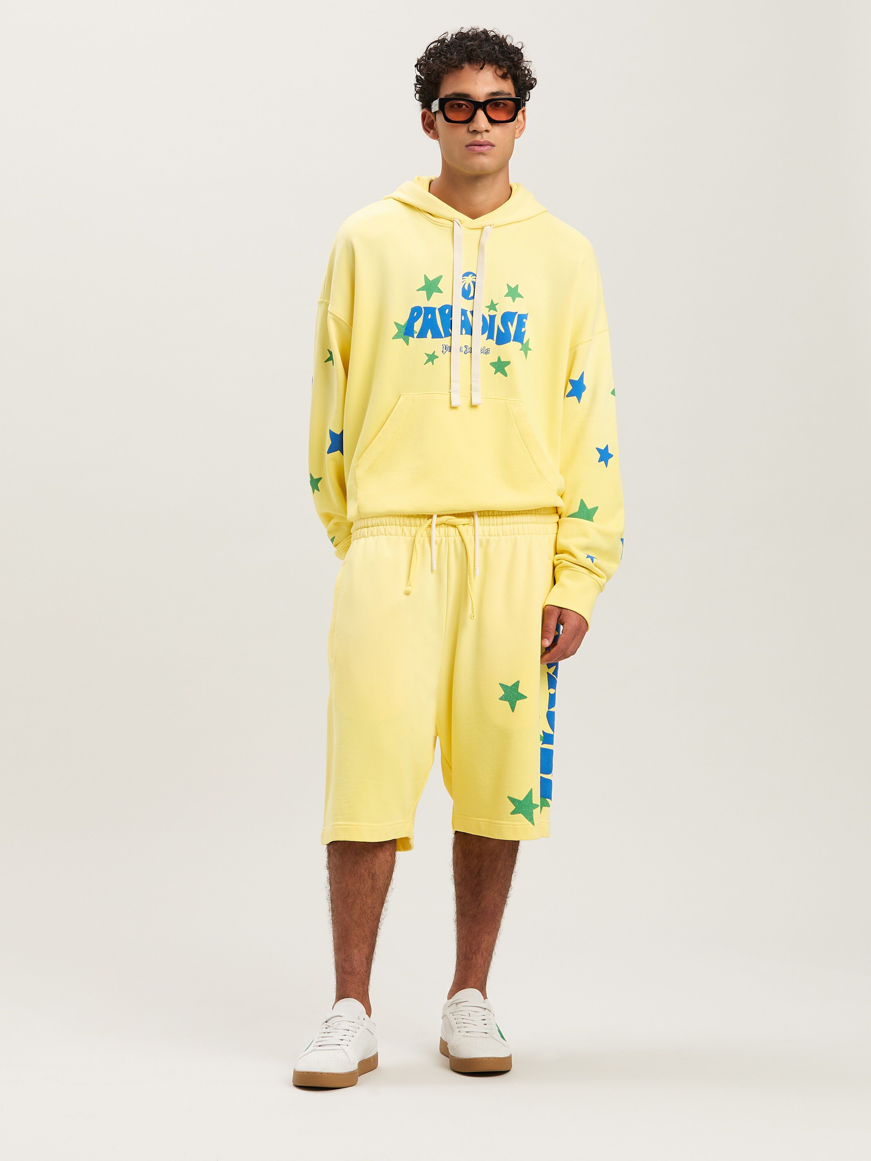PALM ANGELS  Paradise Hoodie YELLOW - BLUE PMBB058S25FLE001