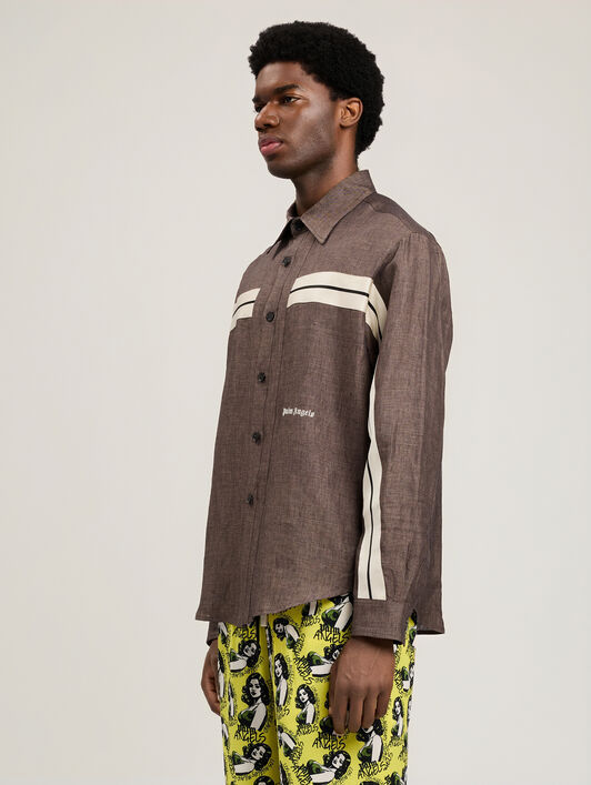 PALM ANGELS Classic Logo Trackshirt BROWN OFF WHITE PMGE04JS26FAB001