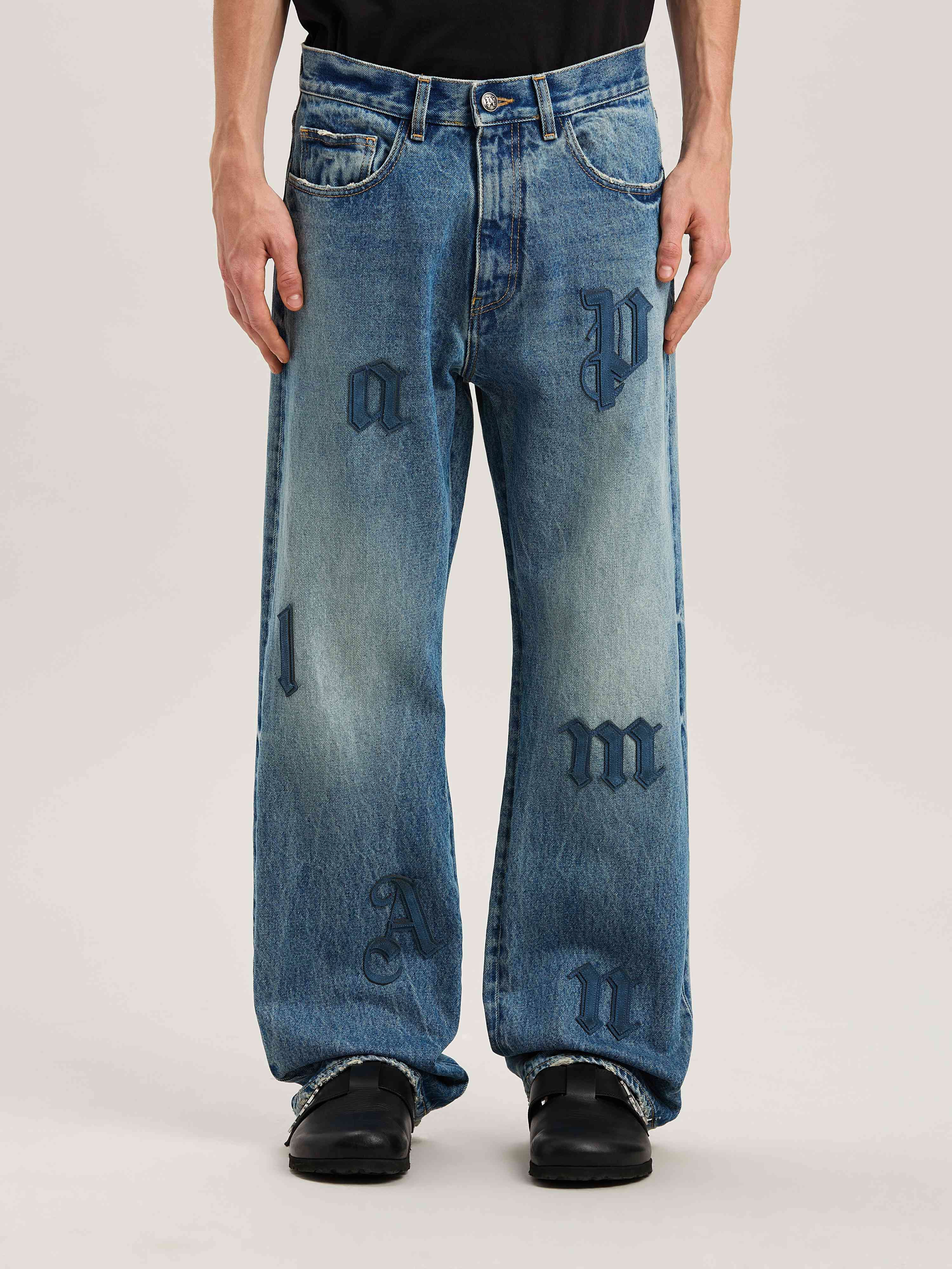 PALM ANGELS  Logo Patch denim pants LIGHT BLUE - LIGHT BLUE PMYA041S25DEN006