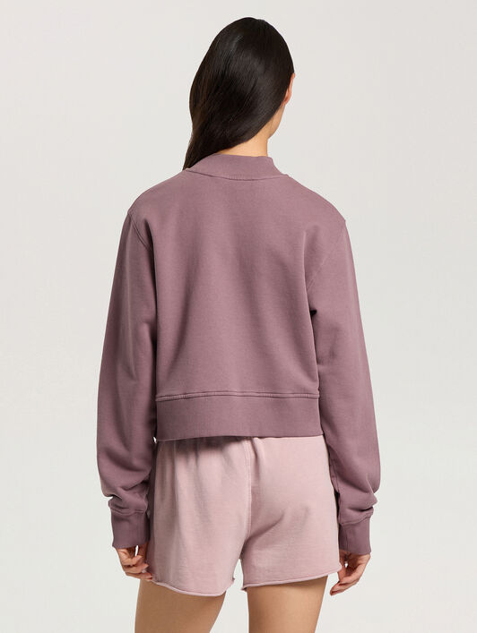 Life's A Beach Cropped Sweatshirt PALM ANGELS Life's A Beach Cropped Sweatshirt MAUVE - ROSE PINK PAWBA04F26FL01