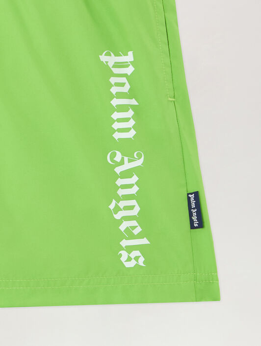 PALM ANGELS Overlogo Long Beachwear Short VERDE/GREEN PBFD003S26FAB001