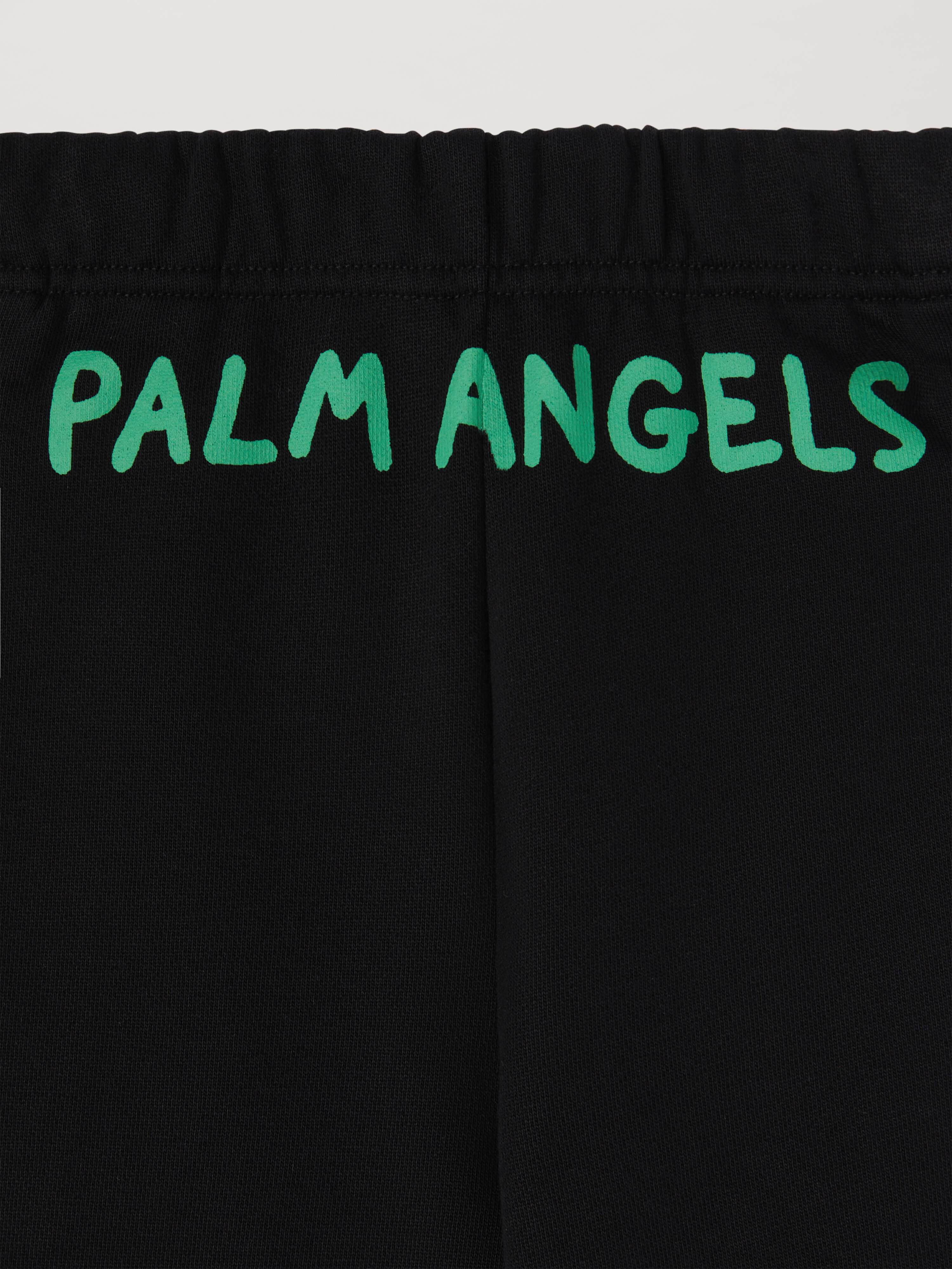 PALM ANGELS  Block logo Sweatshorts BLACK GREEN PBCI008S25FLE001