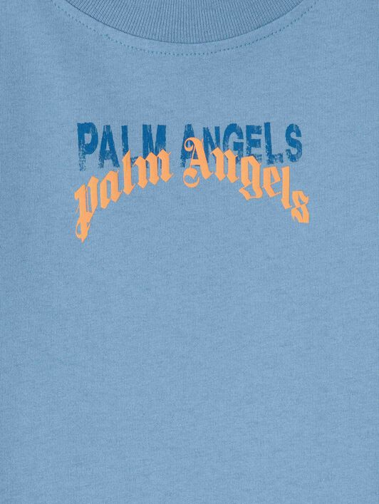 PALM ANGELS  Double logo T-shirt DUSTY BLUE DUSTY BLUE PBAA003S25JER007