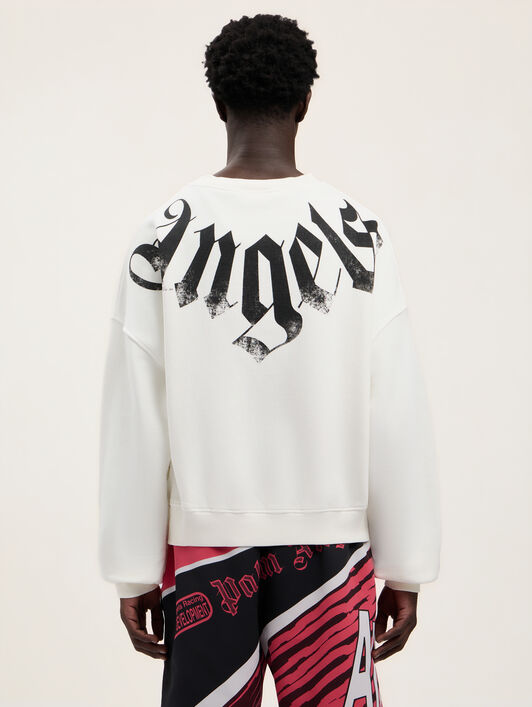 PALM ANGELS Big Neck Logo Loose Sweatshirt OFF WHITE BLACK PMBA08JS26FLE001