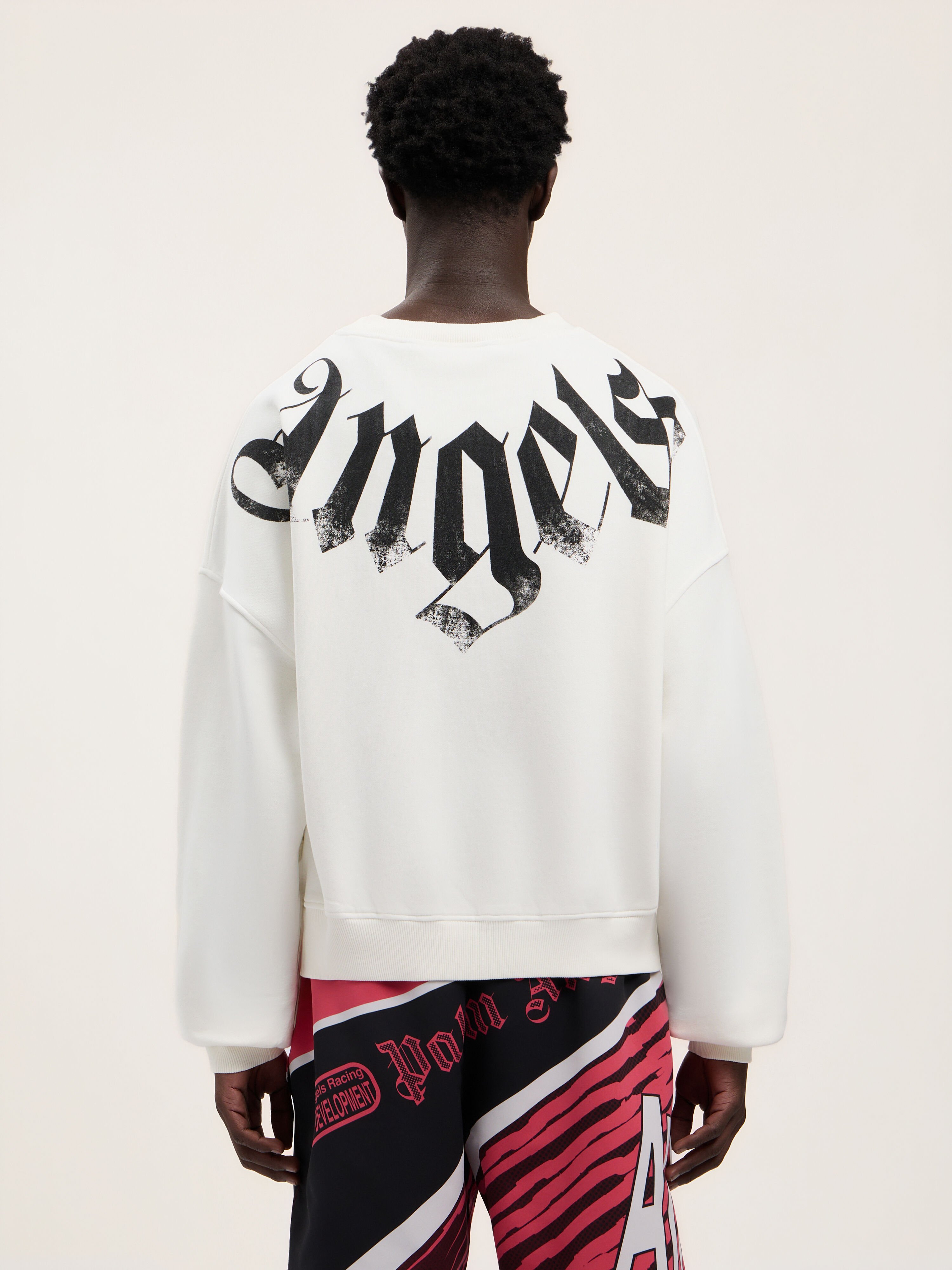 PALM ANGELS Big Neck Logo Loose Sweatshirt OFF WHITE BLACK PMBA08JS26FLE001