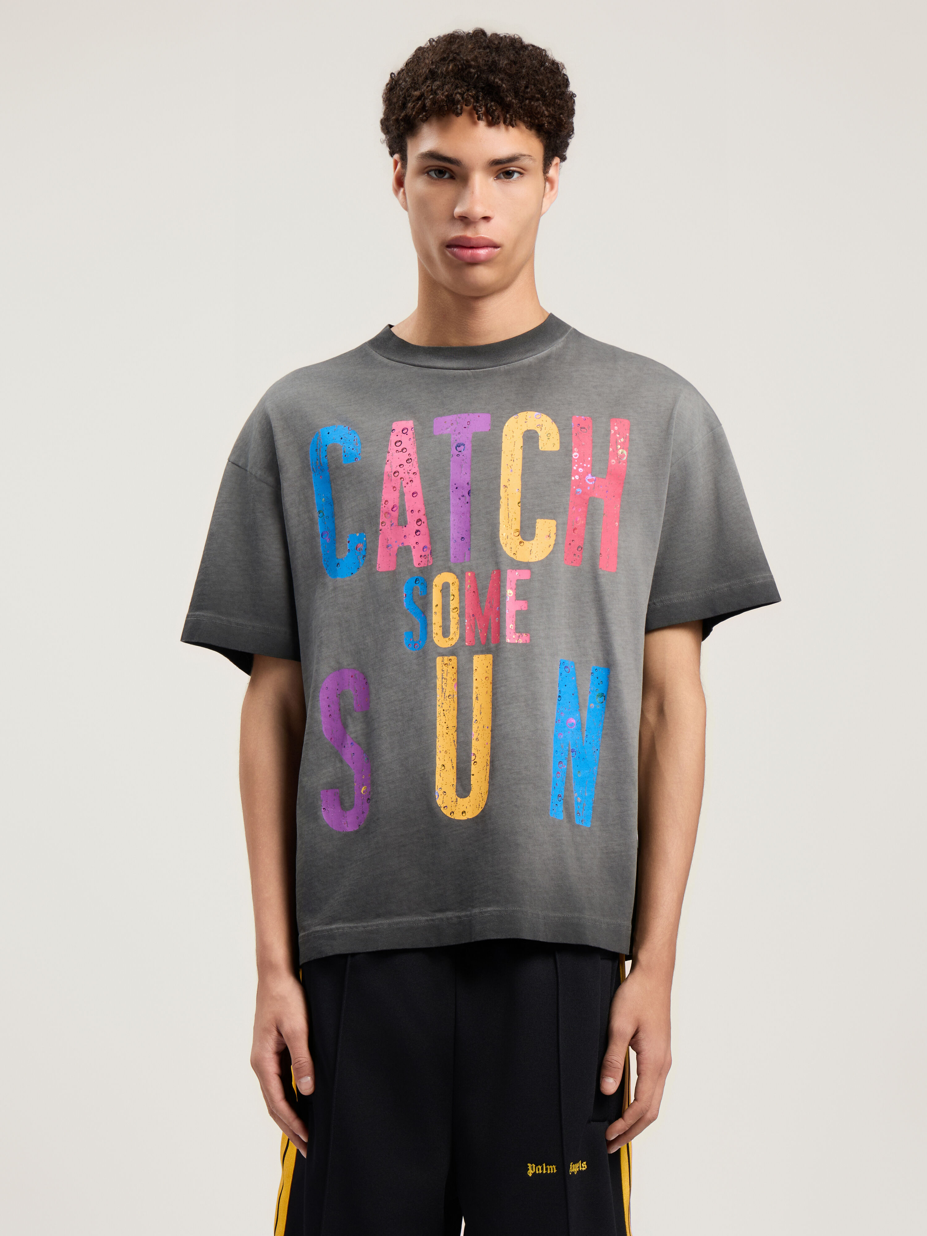 PALM ANGELS Catch Some Sun T-Shirt BLACK - MULTICOLOR PMAA109F25JER001