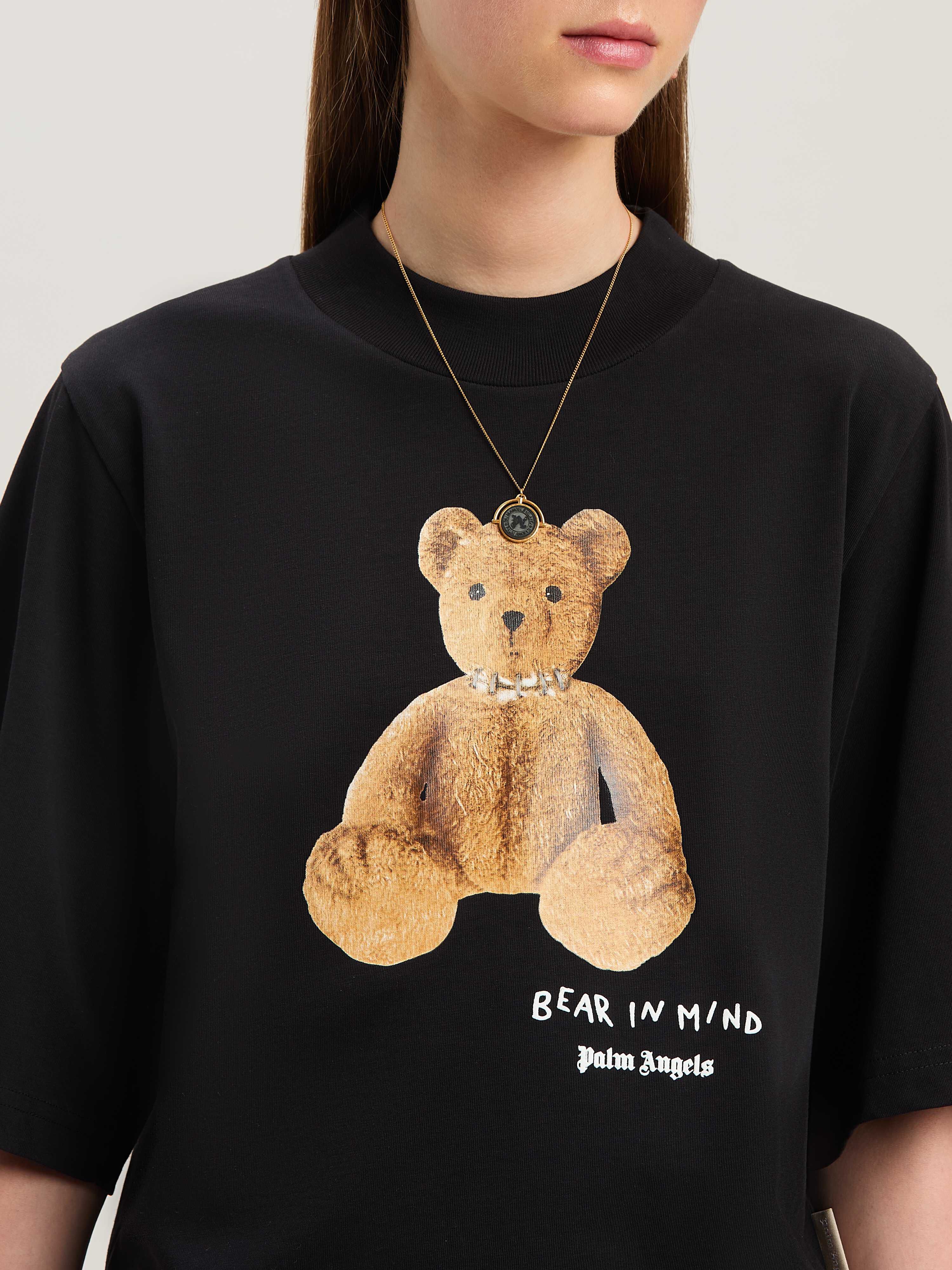 PALM ANGELS  Bear in Mind cropped T-shirt BLACK - BROWN PWAA020S25JER005