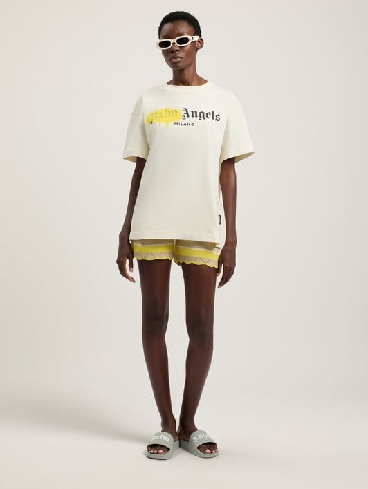 Spray City Milan T-Shirt PALM ANGELS Spray City Milan T-Shirt OFF White/Yellow PMAA109T26JER004