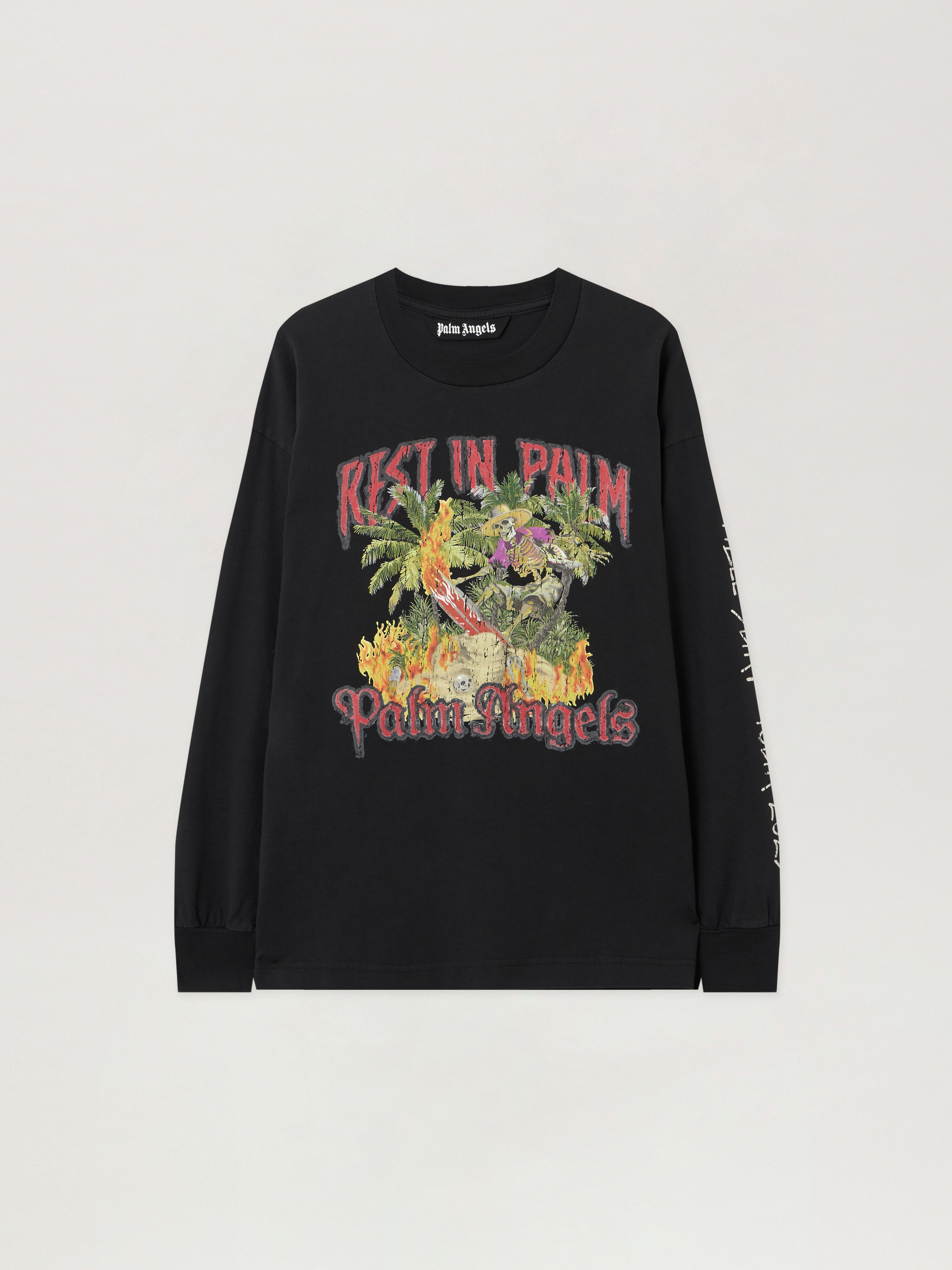 PALM ANGELS Rest In Palm Long Sleeve T-Shirt BLACK - MULTICOLOR PMAB058F25JER004