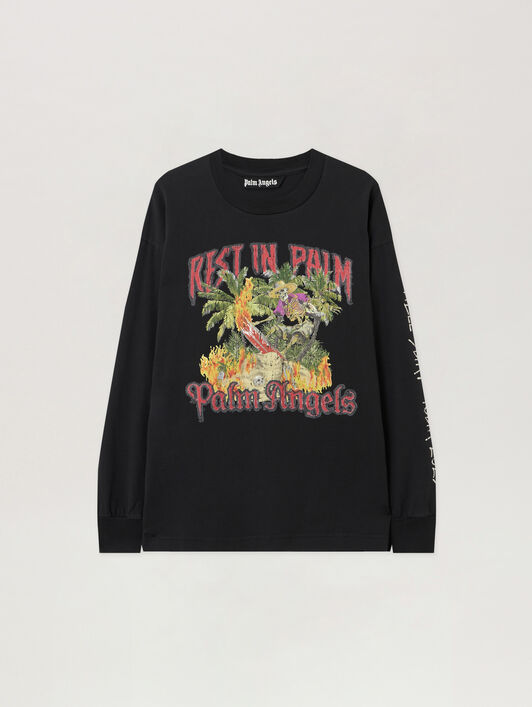 Rest In Palm Long Sleeve T-Shirt PALM ANGELS Rest In Palm Long Sleeve T-Shirt BLACK - MULTICOLOR PMAB058F25JER004