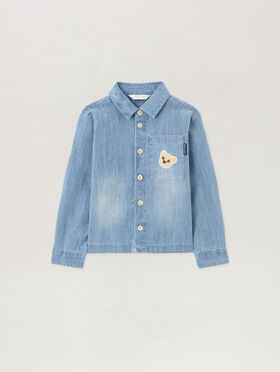 PALM ANGELS Patch Logo Chambray Shirt CELESTE/LIGHT BLUE PBDX002S26DEN001