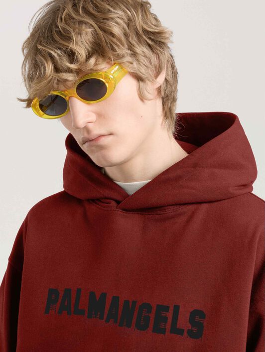 PALM ANGELS Palm Hills Regular Hoodie BRICK RED - BLACK PAMBB03W26FL07