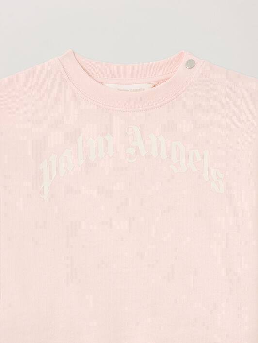 PALM ANGELS Curved Logo Crewneck ROSA/PINK PGXC001S26FLE002