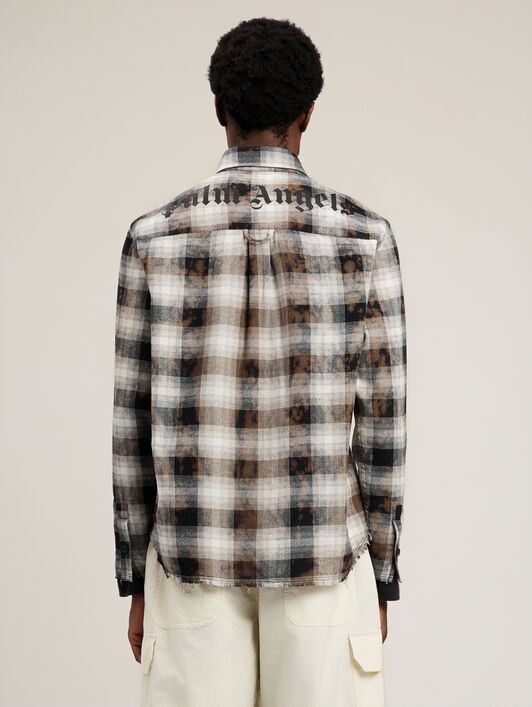 PALM ANGELS Classic Logo Check Shirt BLACK OFF WHITE PMGE04DS26FAB001
