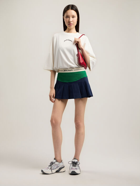 PALM ANGELS Curved Logo Over T-Shirt OFF WHITE BLACK PWAA07CS26JER002