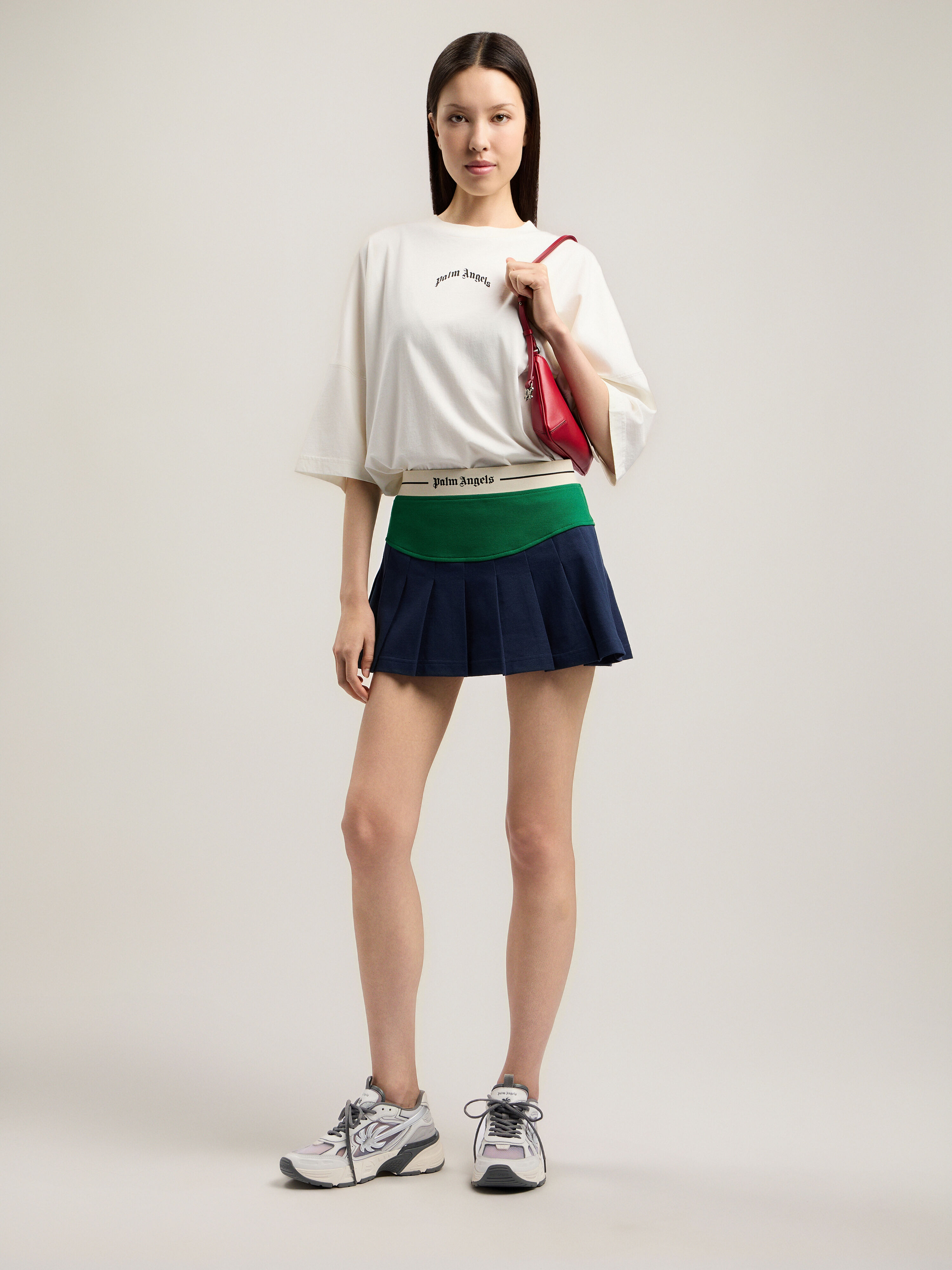 PALM ANGELS Curved Logo Over T-Shirt OFF WHITE BLACK PWAA07CS26JER002