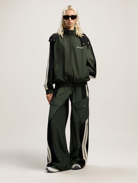 PALM ANGELS Colorblock Track Windbreaker FOREST GREEN - BLACK PWEB016F25FAB001