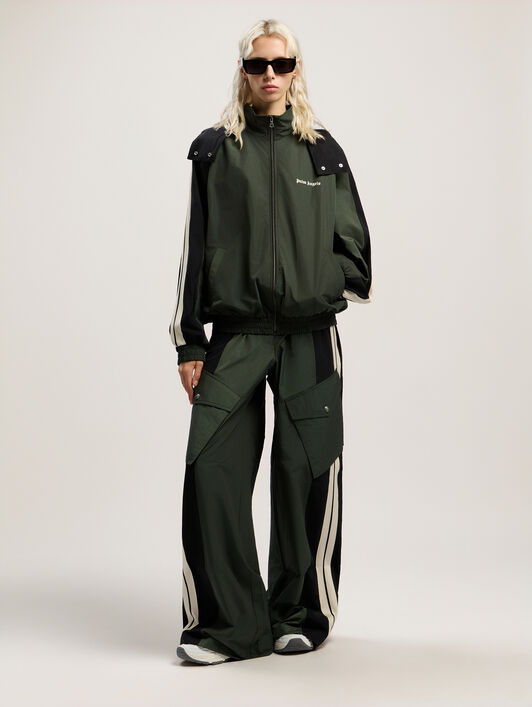 PALM ANGELS Colorblock Track Windbreaker FOREST GREEN - BLACK PWEB016F25FAB001