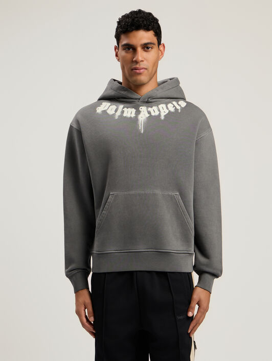 Neck Logo Regular Hoodie PALM ANGELS Neck Logo Regular Hoodie DARK GREY - OFF WHITE PMBB17DF25FLE003