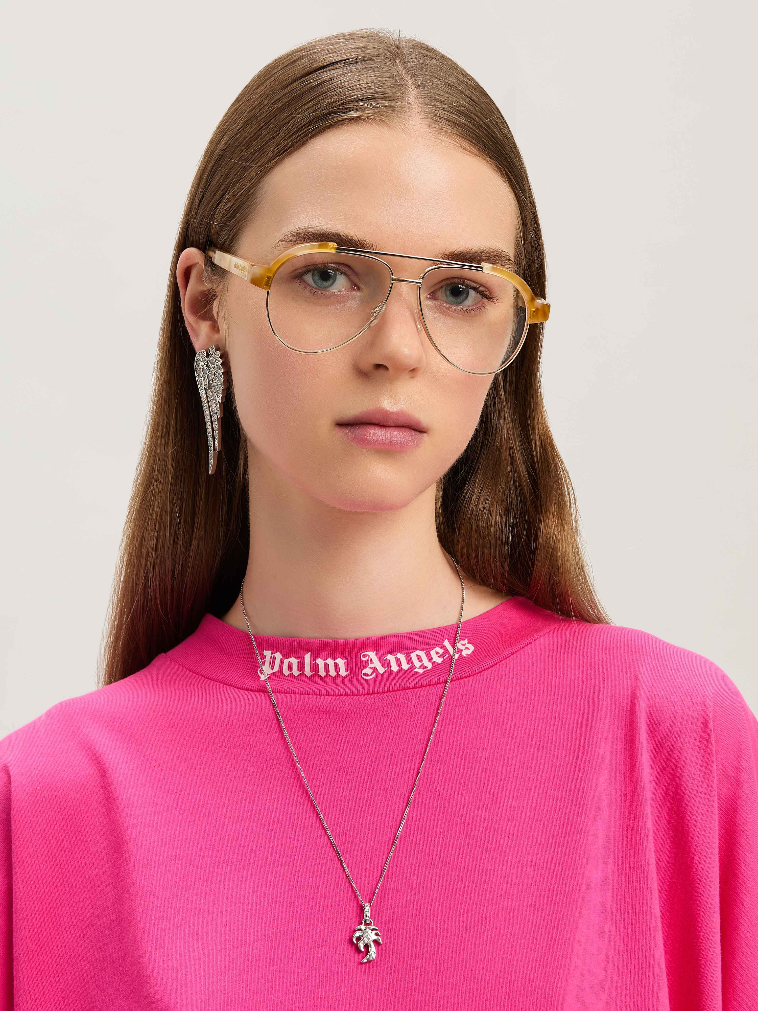 PALM ANGELS  Curved Logo oversize T-shirt FUCHSIA - SOFT PINK PWAA023S25JER002
