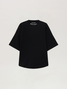 PALM ANGELS Classic Logo Over Tee BLACK WHITE PMAA002C99JER001