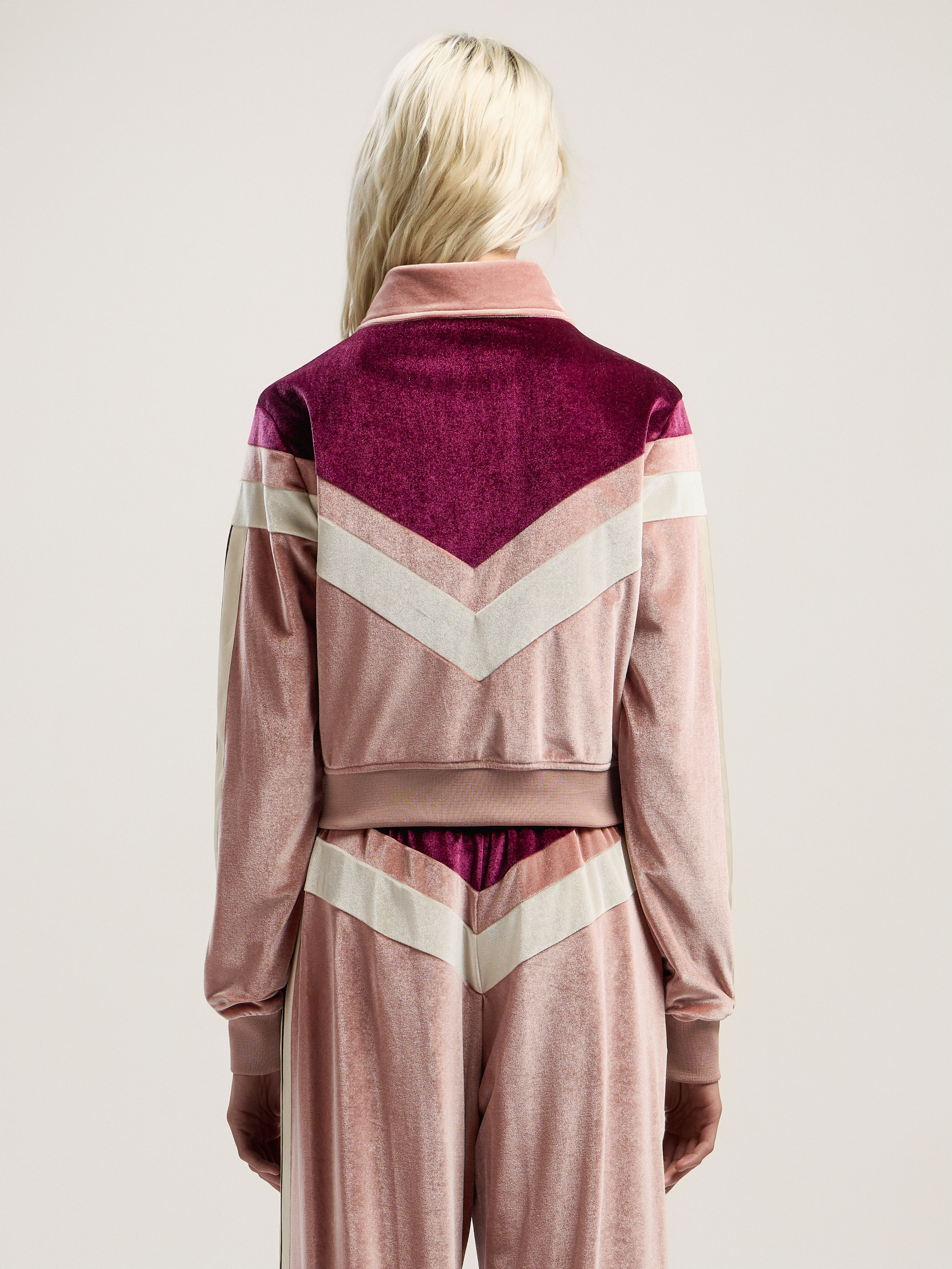 PALM ANGELS Colorblock Chenille Track Jacket SOFT PINK - BURGUNDY PWBD066F25FAB001